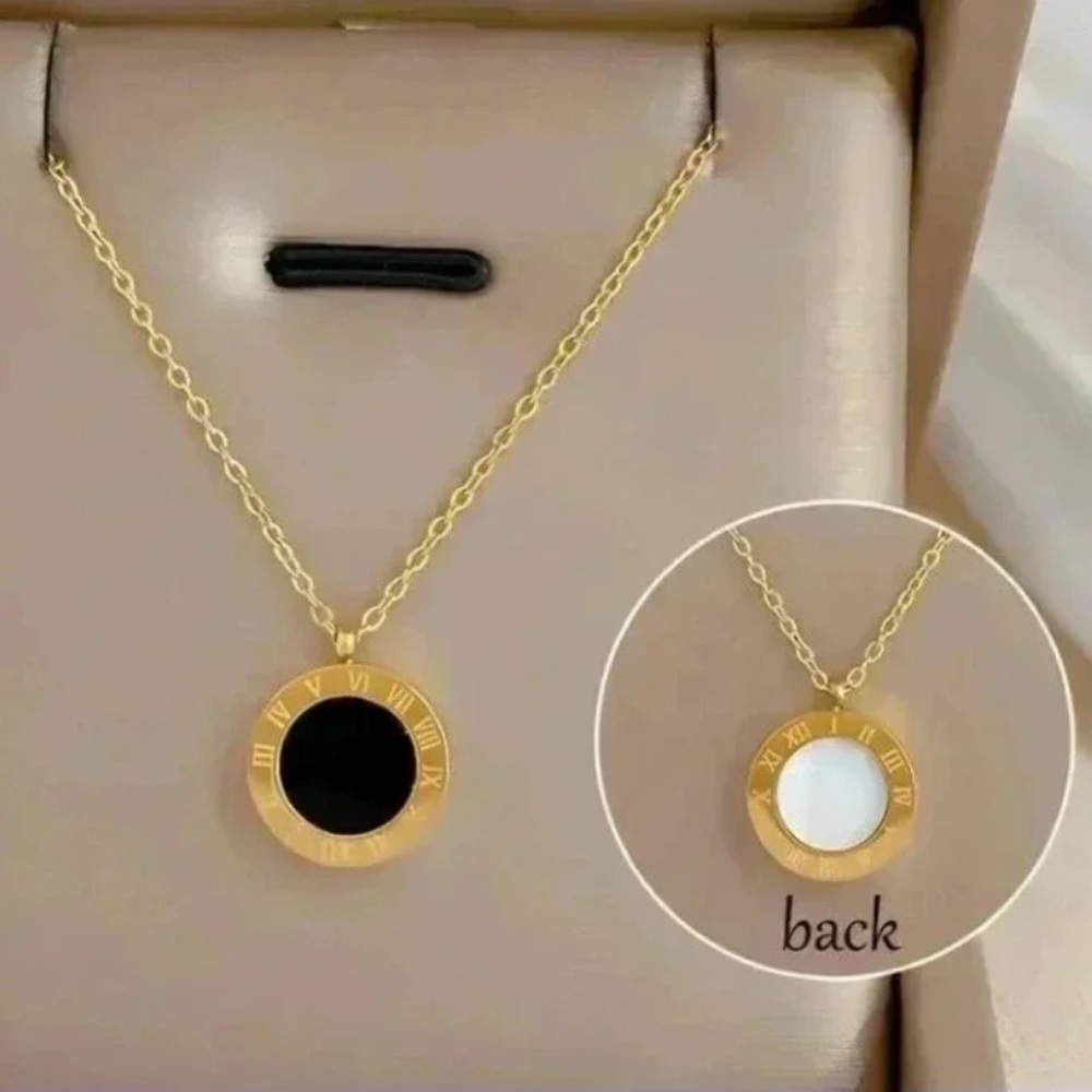 ✅NEW✅ 18K Gold Plated Stainless Steel Roman Numeral Pendant Necklace